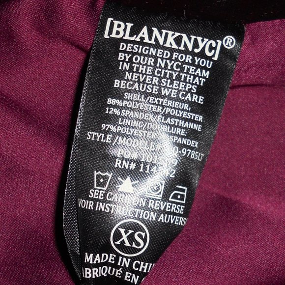 NWT [BlankNYC] XS Maroon Velvet/Velour L/S Jacket Off Center Zipper - Picture 9 of 11